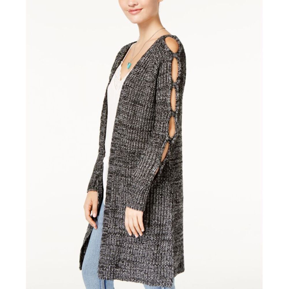 Ohmg Juniors Peekaboo Sleeve Sweater Jacket